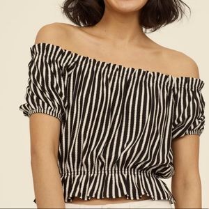 H&M Off-the-shoulder Striped Top
